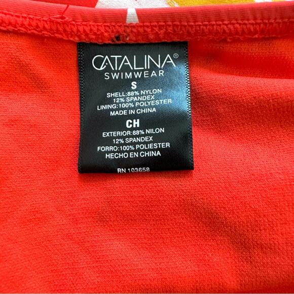 Catalina Bikini Set Red Floral Tie Back Top High Waisted Bottom Swim Small NEW - Picture 10 of 12